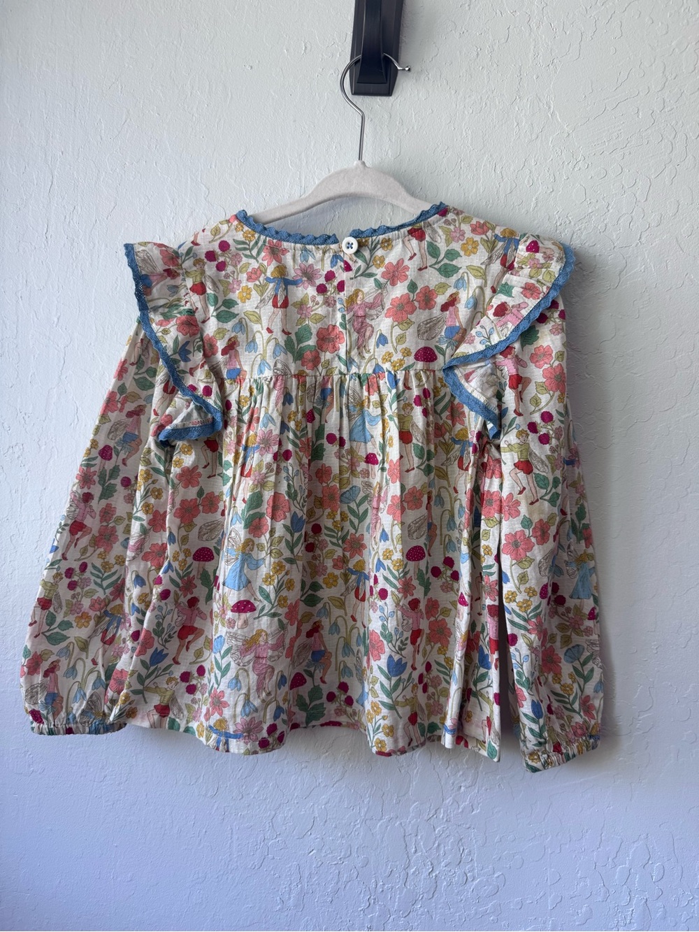 Mini Boden Cream Floral & Fairy Smocked Long-Sleeve Top - Picture 4 of 5